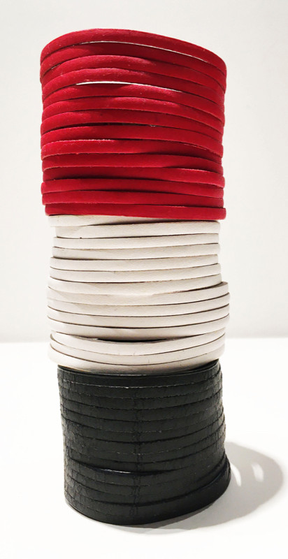 Leather Cuff Sliced Artisanal Bracelets Set of 3 in Jewellery & Watches in City of Toronto - Image 3