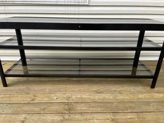 Black glass TV stand/table with shelves in TV Tables & Entertainment Units in City of Halifax - Image 3