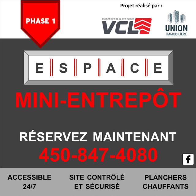 ESPACE MINI-ENTREPÔT À LOUER in Storage & Parking for Rent in Saint-Hyacinthe