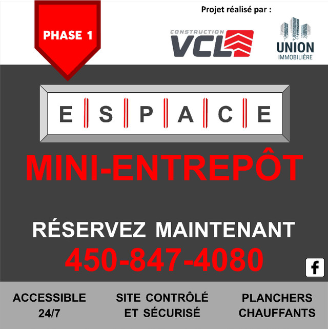 ESPACE MINI-ENTREPÔT À LOUER dans Entreposage et stationnement à louer  à Saint-Hyacinthe