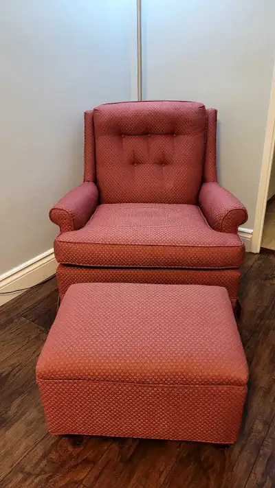 Vintage Armchair with matching ottoman , View more