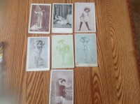 7 cartes postales PIN UP vintage différentes.