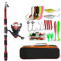 Fishing Pole Set Full Kits With Telescopic Fishing Rod And Spinn