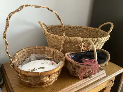 3 paniers décoratifs en osier pour plante les 3 pour 20$, View more