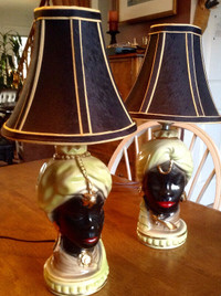Duo de lampes vintage prince et princesse nubians