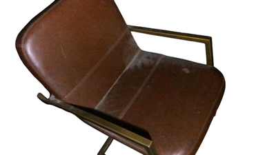 Vintage brown leather swivel arm chair. Chair. Furniture., View more