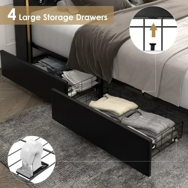 king storage led king bed frame  in Beds & Mattresses in Markham / York Region - Image 9