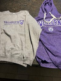 2 University of Western Ontario hoodies @ fleece adult large 