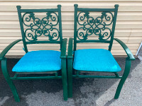 Outdoor Metal Stacking Armchairs with Cushions (Set of 2)
