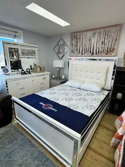 New Queen Bed Dresser And Mirror Store Clearance Sale, View more
