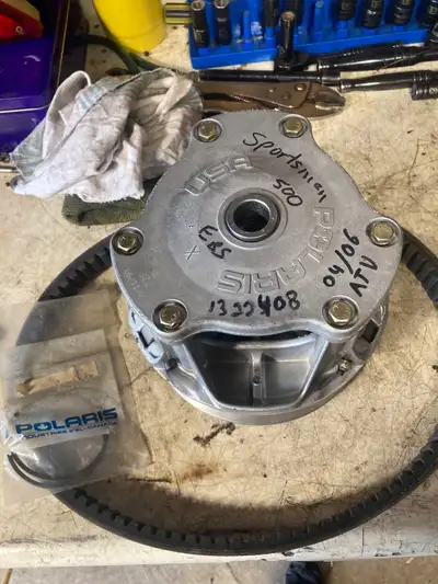 Brand new atv clutch comes with a belt and a set of rings fit on a Polaris 500 will fit lots of mode...