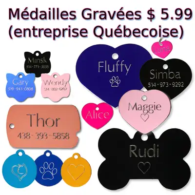 Médaille d'Identification Gravée et Collier pour Chat et Chien, View more