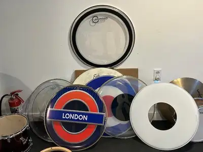 22" various bass drums heads, new and used for 5 minutes, View more