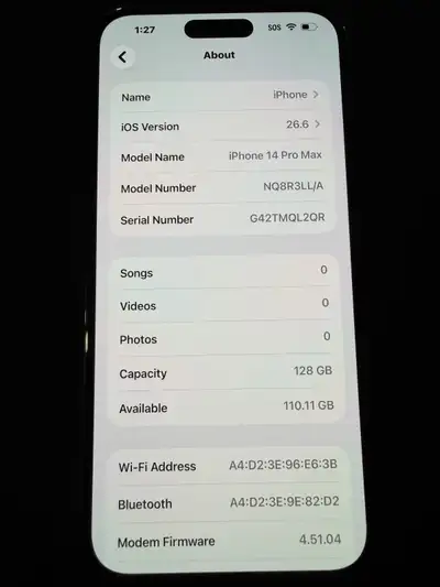 Iphone 14 pro max 128 gb 91% battery health esim variant fully u, View more