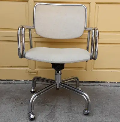 MCM Vintage Space Age Architectural Rolling Arm Chair Chromed, View more
