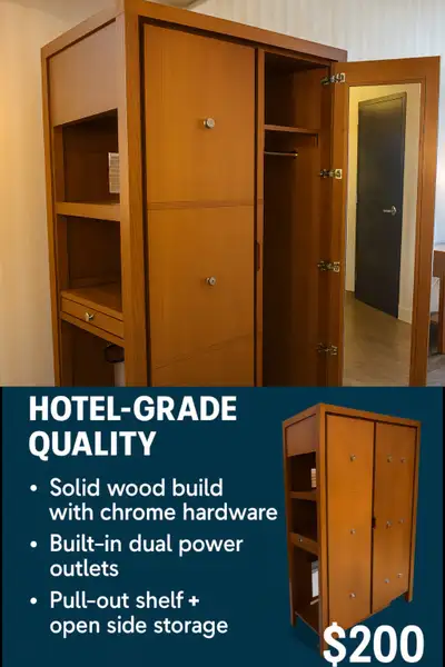  Premium Hotel Wardrobes – Solid Wood | $200 Each | 20+ Units, View more