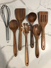 7 piece wooden spatula set