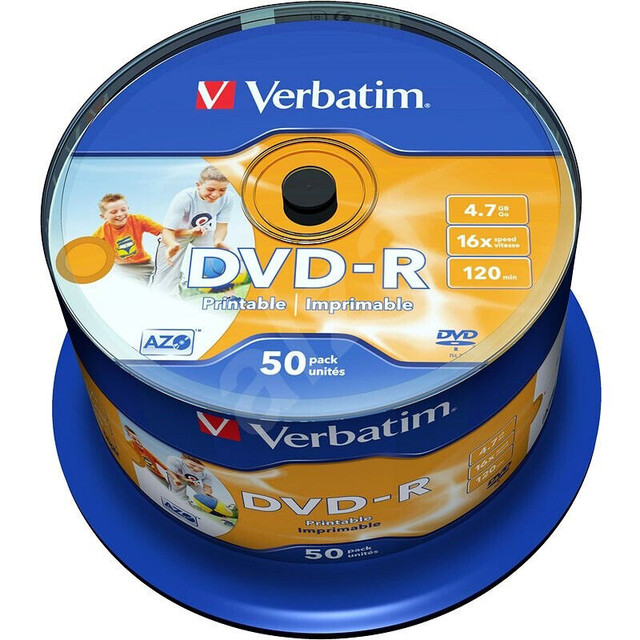 Verbatim DVD-R 4.7GB 16x 50pcs -  BOITE NEUVE SCÉLLÉ dans Accessoires pour iPad et tablettes  à Longueuil/Rive Sud