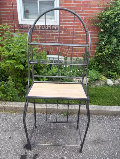Free delivery used Metal Baker's Rack with Wood Shelf, View more