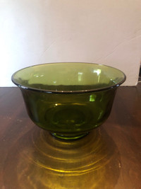Vintage Green Glass Bowl. 9” wide x 6” high.