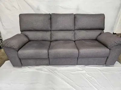 Grand divan inclinable 3 places en tissu gris foncé., View more