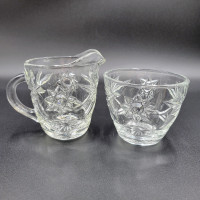 Vintage Cream And Sugar Set Clear Glass Serving Kitchen Read