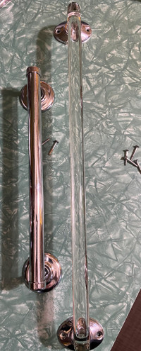 Vintage Art Deco Glass Towel Rod and Chrome Towel Rod