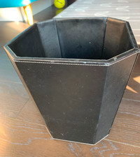 real leather black office paper bin
