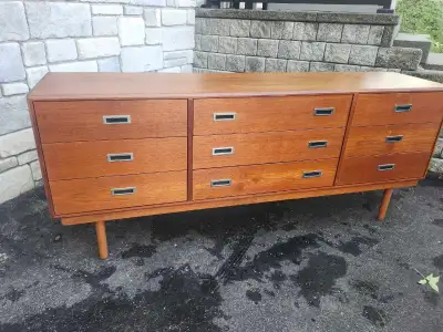 MID-CENTURY 1960'S TEAK 9 DRAWER DRESSER , View more
