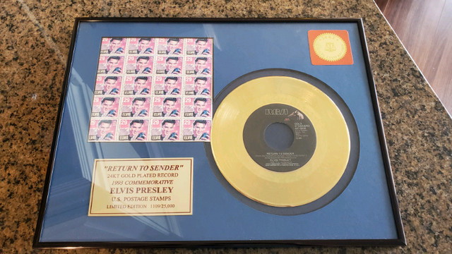 1993 Elvis Return to Sender US Postage Stamps + Gold Record in Arts & Collectibles in Kitchener / Waterloo