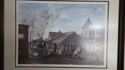 Wentworth Folkins GODERICH (East) TRAIN STATION. Framed. Like New condition. Frame: 23"X28.5" (Poor...