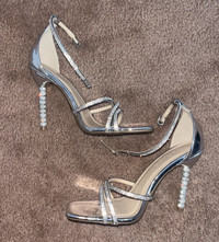 Refuge Silver Sparkly Strap Diamond Heels