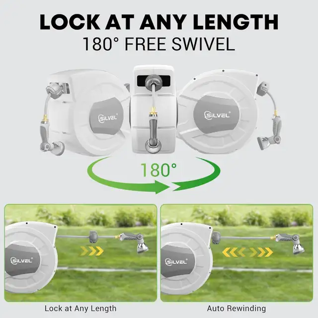 SILVEL Retractable Garden Hose Reel – 105 ft in Outdoor Tools & Storage in Oshawa / Durham Region - Image 7