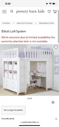Pottery barn kids loft bed with desk, drawers and cubbies