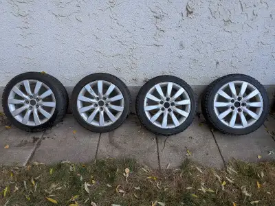 225/45-17 Bridgestone Blizzak tires on Audi B8 A4 wheels 5x112 pattern 66.6 center bore, comes with...