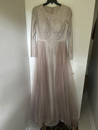 Elegant & Modest Taupe/Mauve Evening Dress (Turkish Size 44)