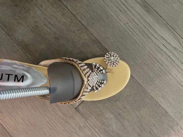 JTM Gold Rhinestone Sandals in Women's - Shoes in Edmonton - Image 4