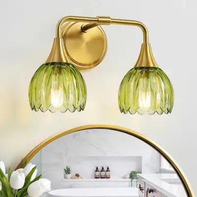 new - Bathroom Vanity light fixture - green tulip glass, View more