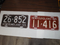 NEWFOUNDLAND 1955 AND 1956 LICENCE PLATES