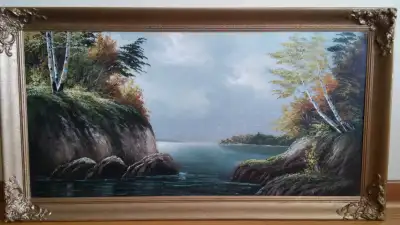 Old landscape oil painting., View more