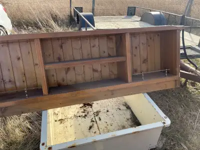 Nice pine headboard from a waterbed. Side boards included to build a base Located near Cherhill