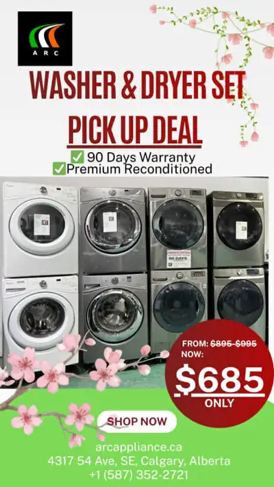Reconditioned Washer & Dryer Spring Blowout Pick Up Deal $685, View more