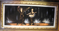 Peinture sur velours noir, danseurs de ballet, signé ''Gino''