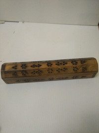 wooden coffin Incense Burner 12" Brass inlays