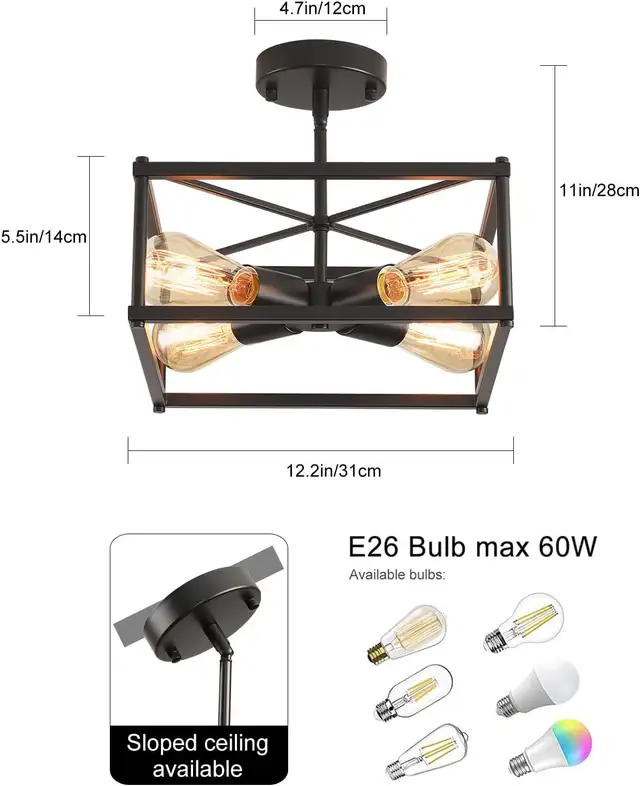 Semi Flush Mount Ceiling Light BNIB in Indoor Lighting & Fans in Markham / York Region - Image 9