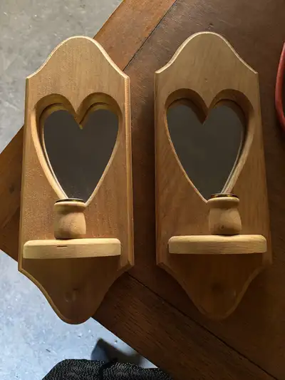 wooden candle holders x 2 , View more