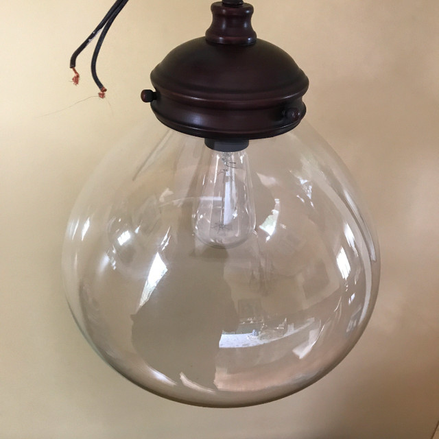 Allen + Roth Bristow Oil Rubbed Bronze Coastal Clear Glass Globe in Indoor Lighting & Fans in Ottawa - Image 4