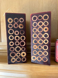Two decorative bamboo candles