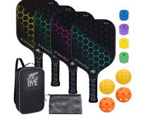 JoncAye Pickleball-Paddles-Set of 4 Rackets and Balls with Bag