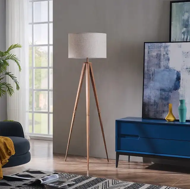 Modern 61” Tripod Floor Lamp – Metal Base with Drum Shade in Indoor Lighting & Fans in Oshawa / Durham Region - Image 3